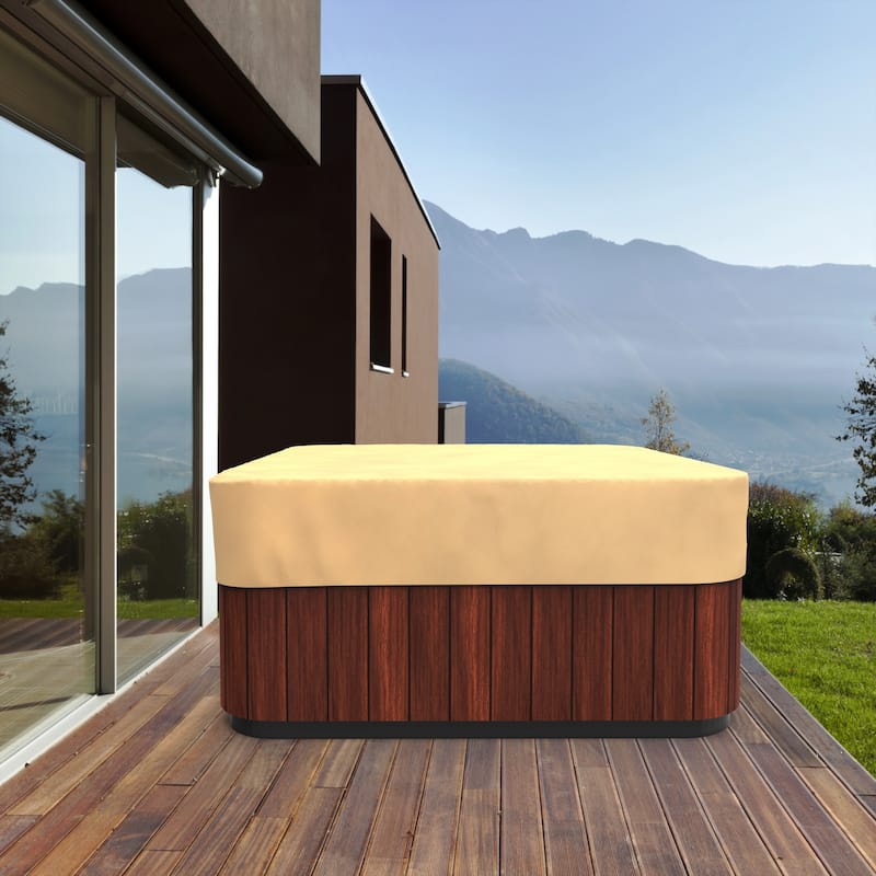 Budge Water-Resistant OutdoorSquare Hot Tub Cover, All-Seasons, Nutmeg, Multiple Sizes