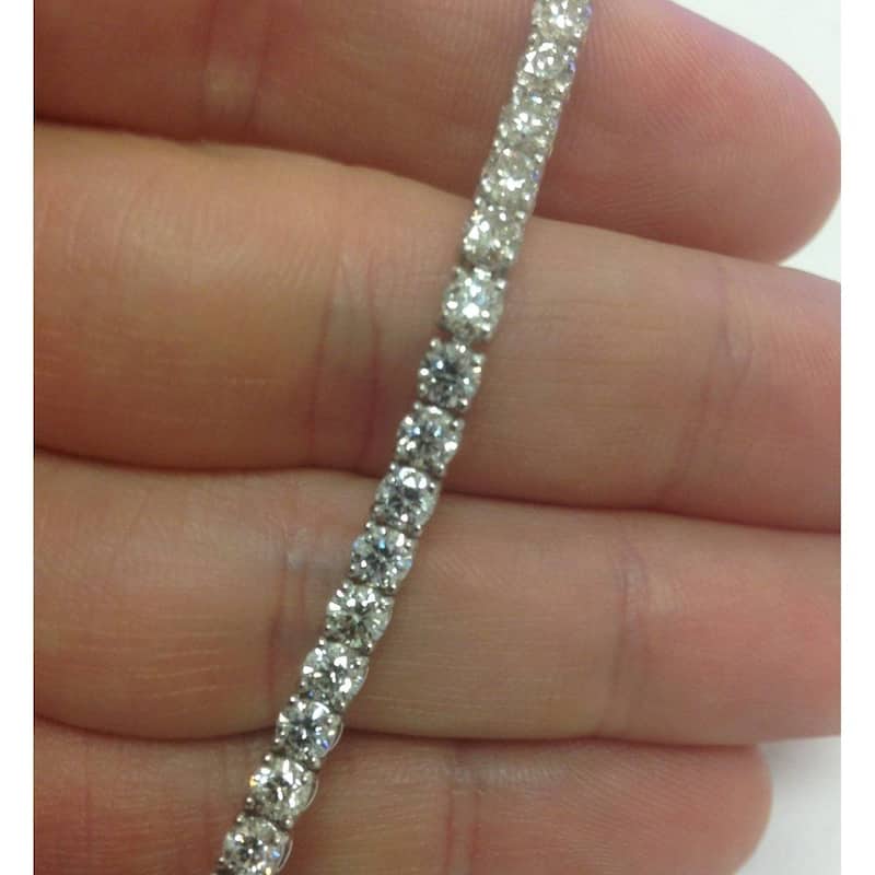 9 ct Round Lab-Created Diamond Tennis Bracelet White Gold 7"