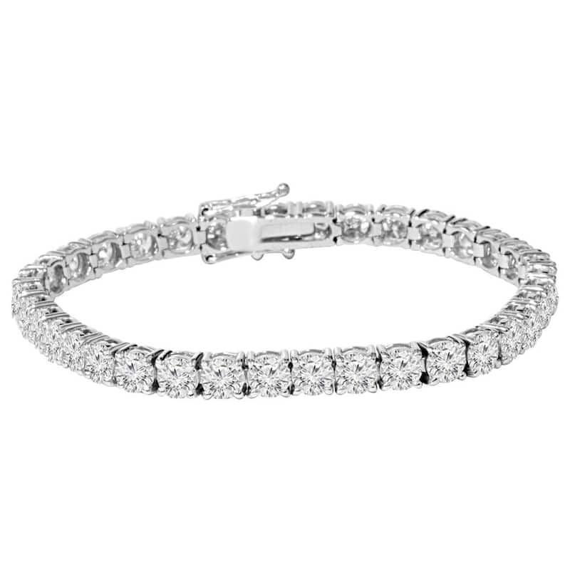 9 ct Round Lab-Created Diamond Tennis Bracelet White Gold 7"