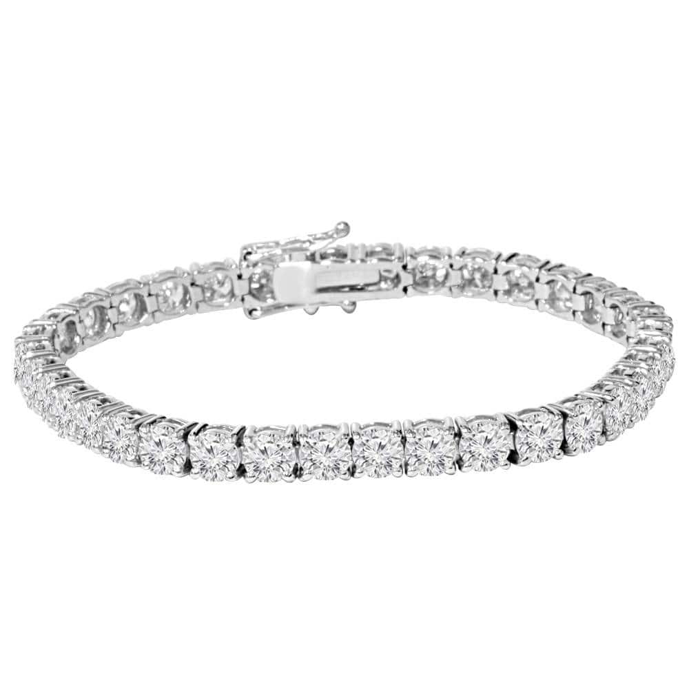 9 ct Round Lab-Created Diamond Tennis Bracelet White Gold 7"
