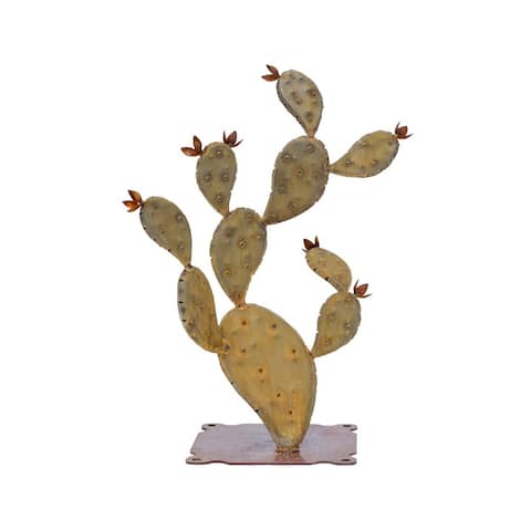 Prickly Pear Cactus Steel Garden Accent
