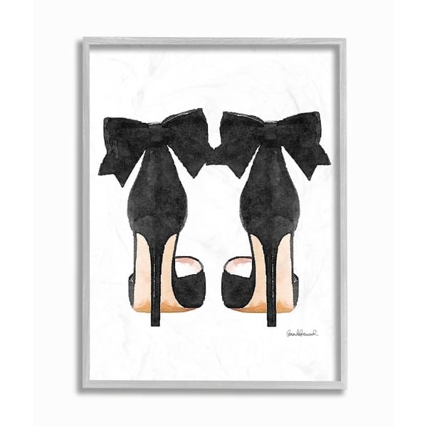 Stupell Industries Glam Pumps Heels with Black Bow Framed Wall Art by Amanda Greenwood