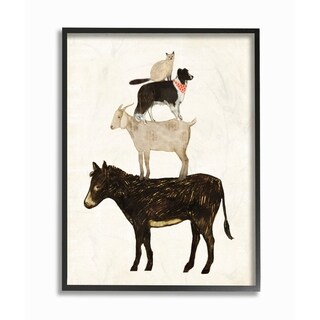 Stupell 'Barnyard Friends Stacked Farm Animals' Framed Wall Art - 24 x ...