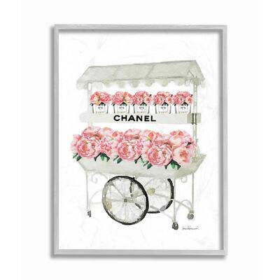 Stupell Fashion Flower Stand Grey Framed, 16 x 20, Proudly Made in USA - 16 x 20