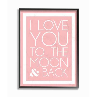 Stupell I Love You To The Moon And Back On Pink With White Border Black Framed, 11 x 14, Proudly Made in USA - 11 x 14