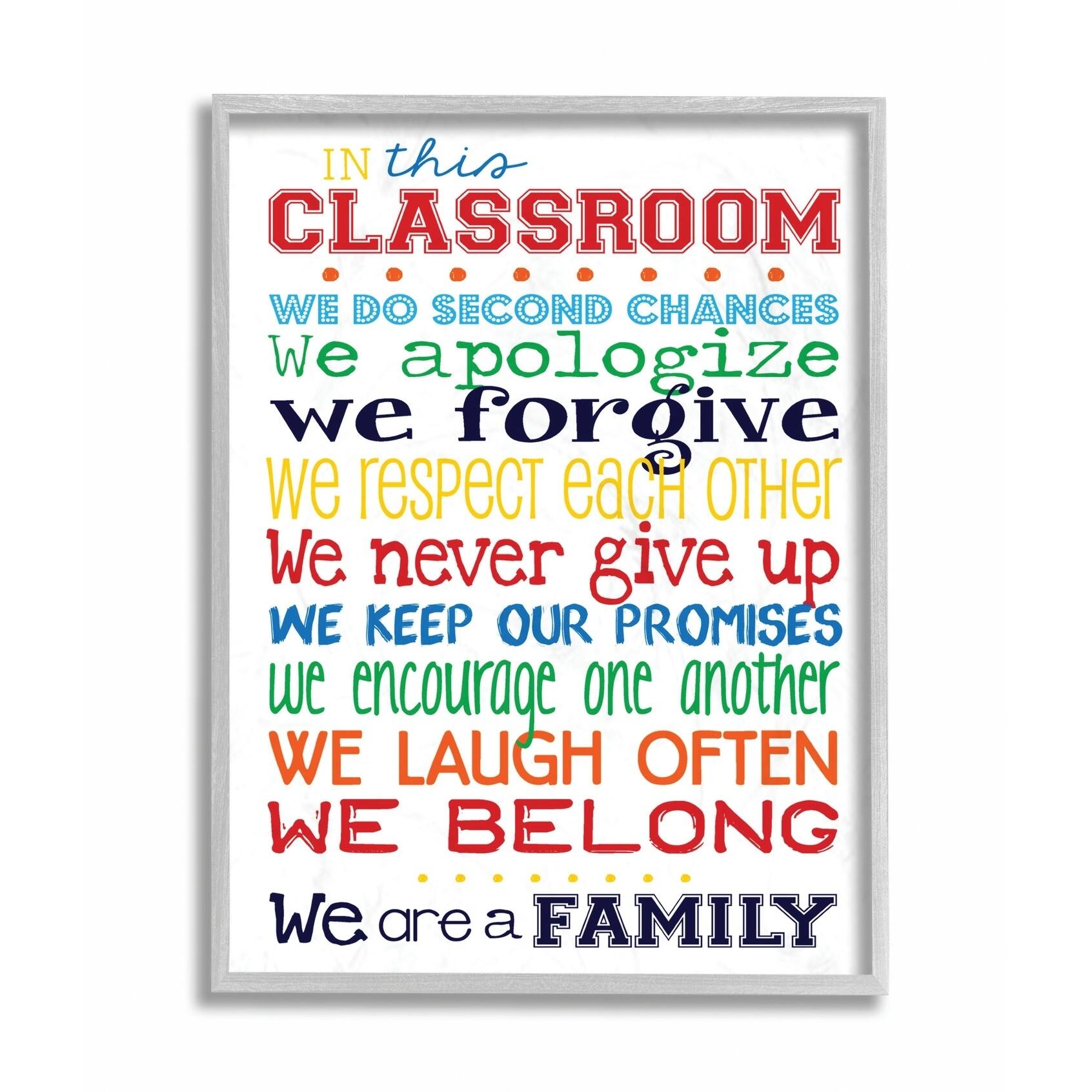 Stupell In This Classroom Rules Typography Art Grey Framed, 16 X 20 