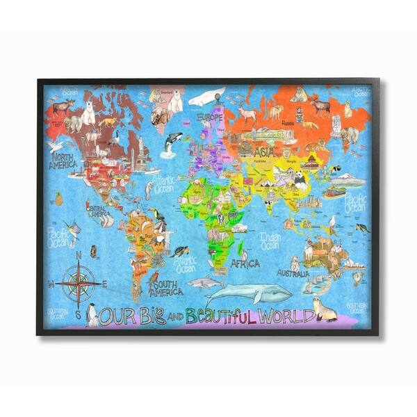 Shop The Kids Room By Stupell Our Big Beautiful World Map Black