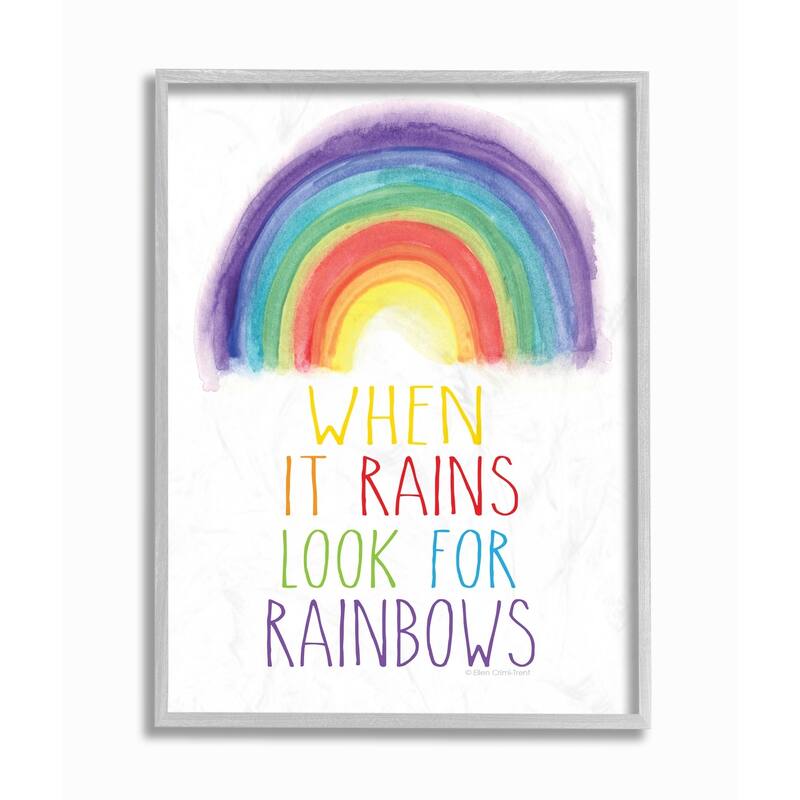 Stupell Look for Rainbows Grey Framed, 11 x 14, Design By Artist Ellen Crimi-Trent - 11 x 14