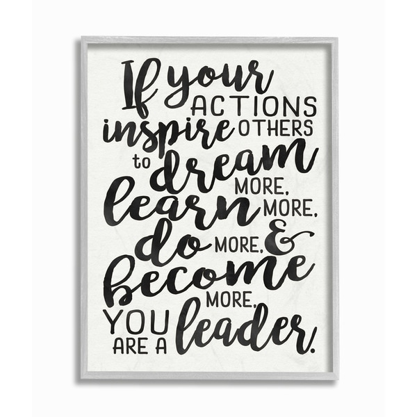 The Kids Room by Stupell You Are A Leader Typography Quote Grey Framed