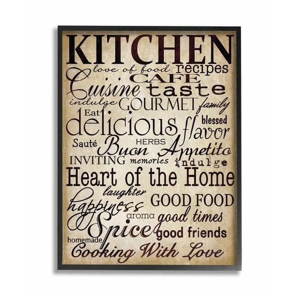 The Stupell Home Decor Distressed Kitchen White Tan and Grey Bake Sign Canvas Wall Art, 13 x 30