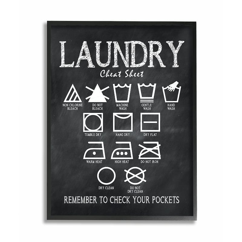 Stupell Laundry Cheat Sheet Black Framed, 24 x 30, Design By Artist ...