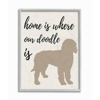 Stupell Home is Where Our Golden Doodle Is Grey Framed, 16 x 20, Design By Artist Daphne Polselli - 16 x 20