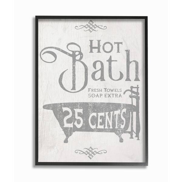 Shop Stupell Industries Grey And White Hot Bath Tub Vintage Sign