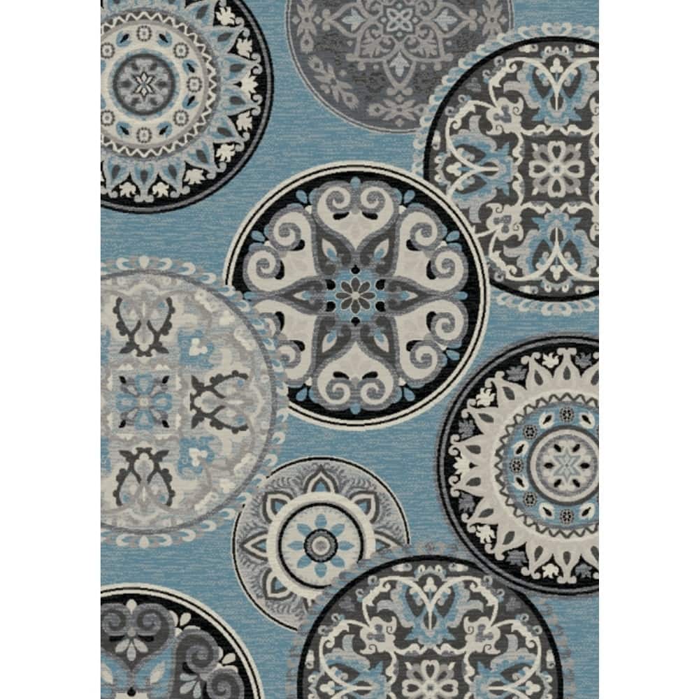Galleria Cosmo Blue Contemporary Pinwheel Rug