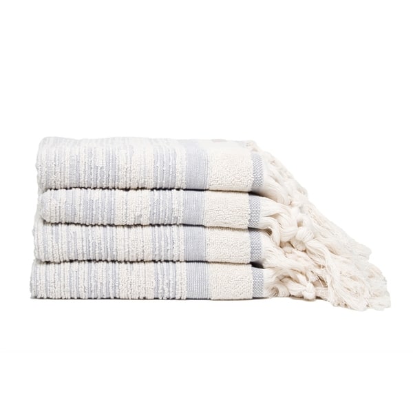 The Curated Nomad Vieng Textured Stripe Cotton Hand Towels (Set of 4 ...