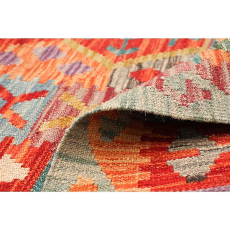 Flat-weave Bold and Colorful Multi Color Wool Kilim - Bed Bath & Beyond ...