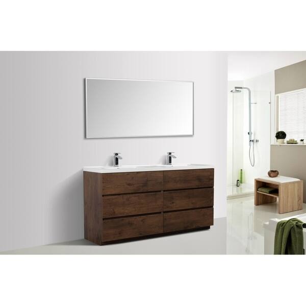 Shop Alma Edison 67 Inch Free Standing Double Sink Vanity With Integrated Sink Overstock 30336549 Rosewood Finish