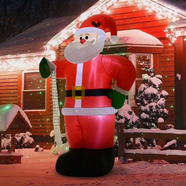 HOMCOM Airblown Inflatable Christmas Outdoor Lighted Yard Decoration, Santa Claus with List, 8' Tall. Opens flyout.