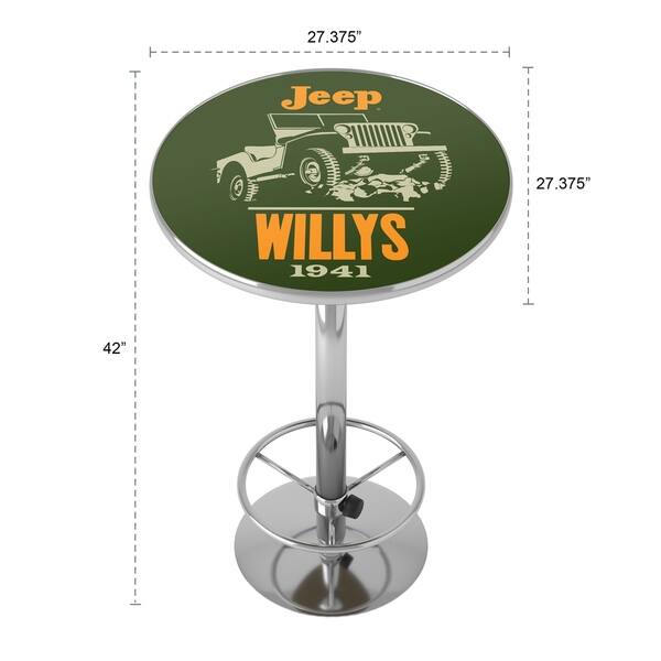 dimension image slide 0 of 2, Jeep Willys Chrome Pub Table