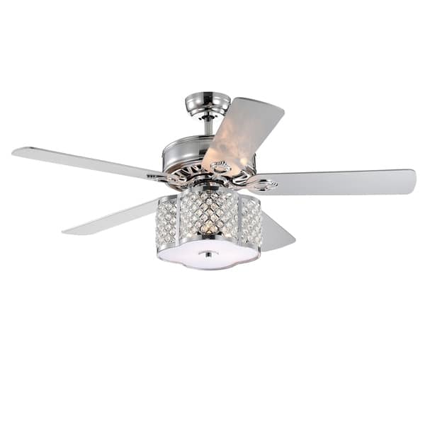 Shop Cori Chrome 52 Inch 5 Blade Ceiling Fan W Crystal Drum Shade