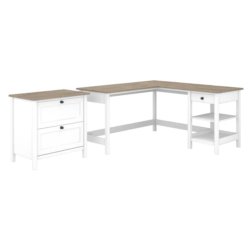 Mayfield 60W L Shaped Desk with Lateral File Cabinet by Bush Furniture