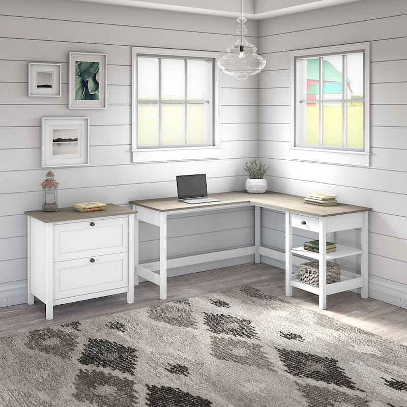 Mayfield 60W L Shaped Desk with Lateral File Cabinet by Bush Furniture
