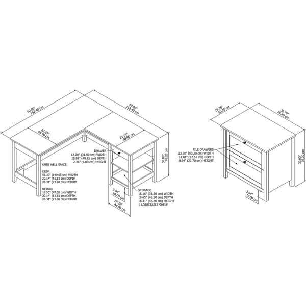 Mayfield 60W L Shaped Desk with Lateral File Cabinet by Bush Furniture ...