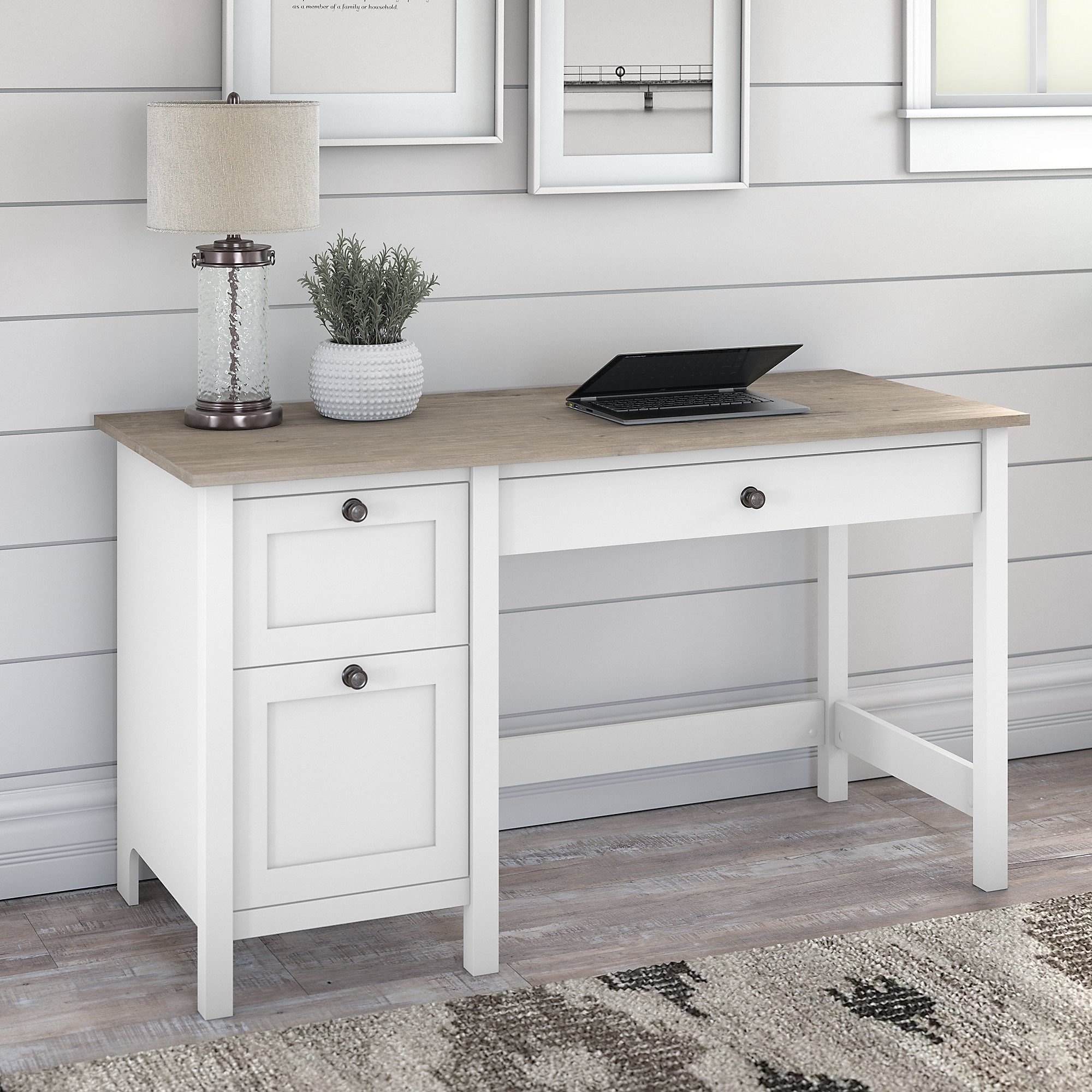 farmhouse desk with shelves