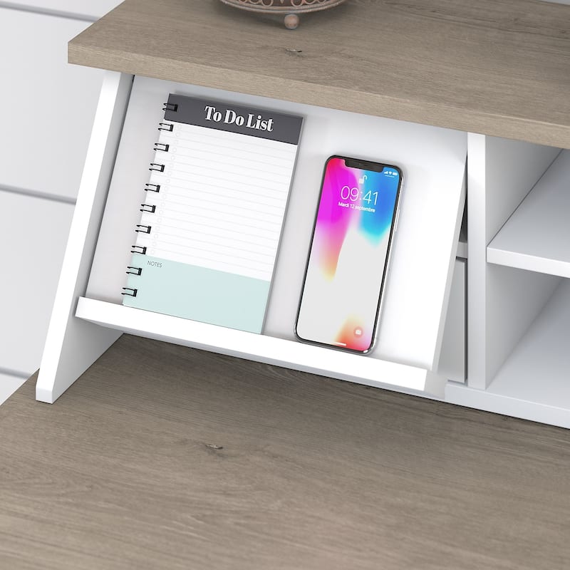 Mayfield 60W L Shaped Desk with 6 Cube Bookcase by Bush Furniture