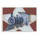 Stupell Blue Train On White Star And Red Background Wood Wall Art,10 X 