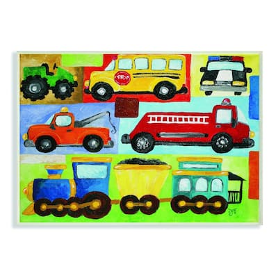 Stupell Transportation Collage Wood Wall Art,13 x 19, Proudly Made in USA - 13 x 19