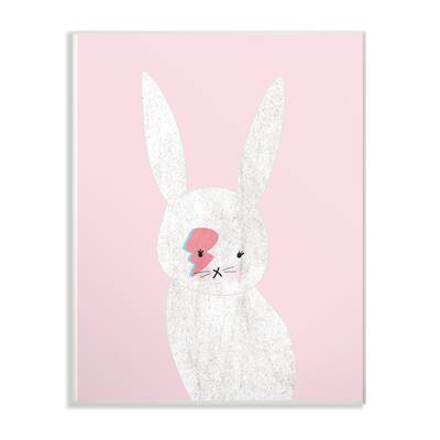Stupell Pink Bowie Bunny Wood Wall Art,10 x 15, Proudly Made in USA - 10 x 15