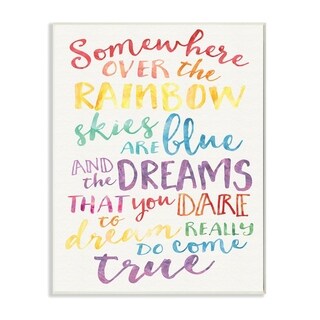 Stupell Somewhere Over the Rainbow Watercolors Wood Wall Art,13 x 19 ...
