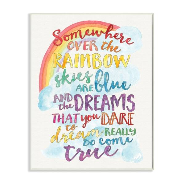 The Kids Room by Stupell Somewhere Over the Rainbow with Rainbow Wood Wall Art,13 x 19, Proudly Made in USA - 13 x 19 - Overstock - 30337409 The Kids Room by Stupell Somewhere Over the Rainbow with Rainbow Wood Wall Art,13 x 19, Proudly Made in USA - 13 x 19 - Overstock - 30337409