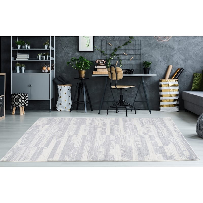 LaDole Rugs Gray Ivory Abstract Area Rug Carpet Big Runner Tapis Living Room Bedroom Hallway Patio 4x6 5x7 8x10 9x12 3x10 Feet