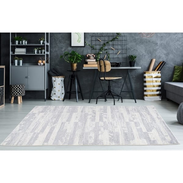 Ladole Rugs IVY12362 Durable Boston Collection Waves Pattern Abstract Area Rug Carpet in Ivory Red Grey 3x10 27 x 910, 80cm x 300cm Ivory//Red//Grey