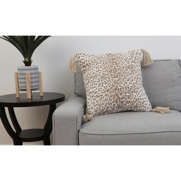 20 PF White Pepper VIOLETTA CHEETAH Franco FXL Tassel Pillow