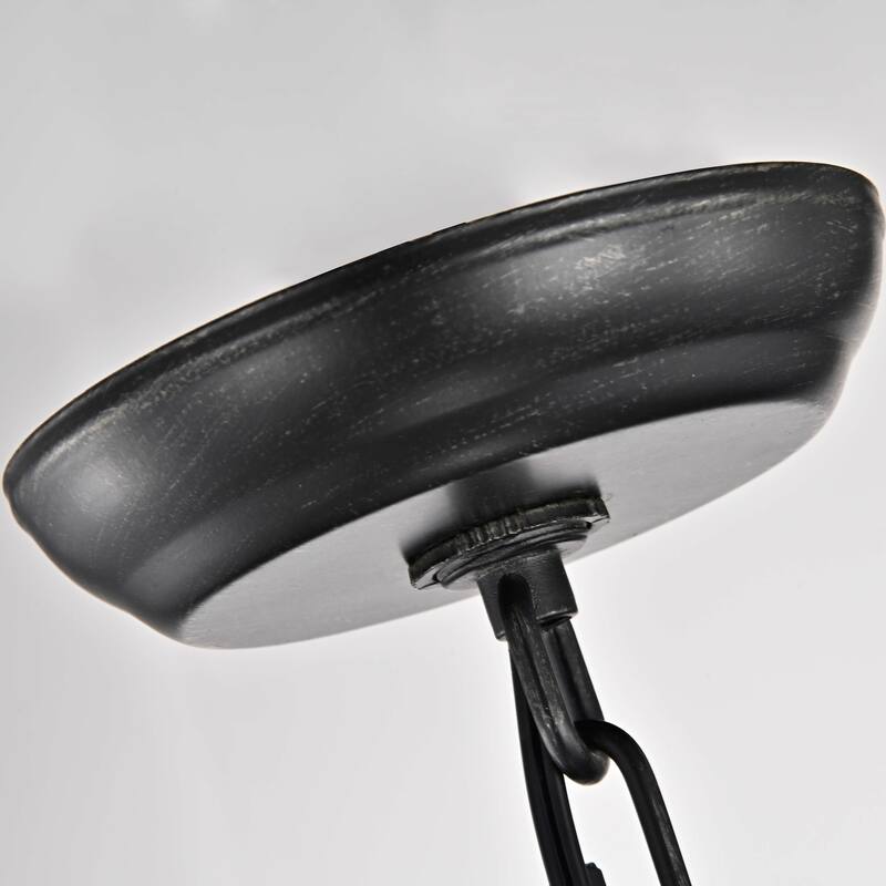 Adoncia 4-light Antique Black Metal and Brown Natural Wood Chandelier