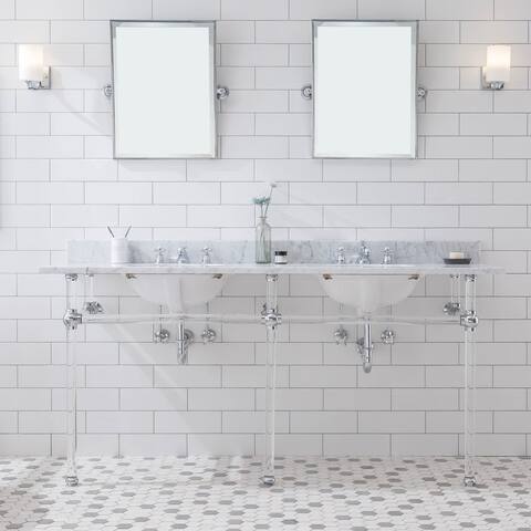 Empire 72 Inch Wide Double Wash Stand, P-Trap, Counter Top with Basin, F2-0009 Faucet and Mirror included