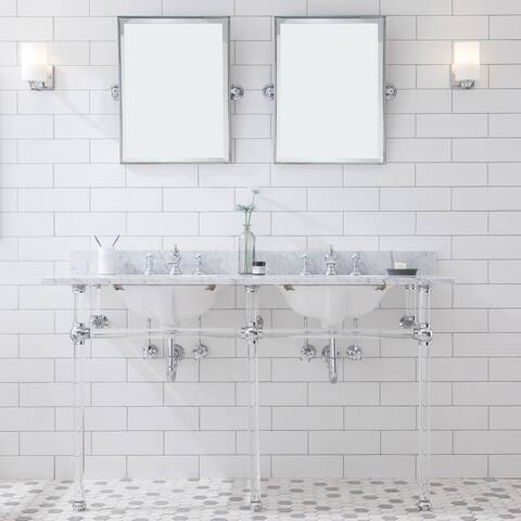 Empire 60 Inch Wide Double Wash Stand, P-Trap, Counter Top with Basin, and F2-0013 Faucet included