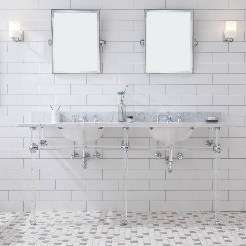 Empire 72 Inch Wide Double Wash Stand and P-Trap included - Chrome Finish