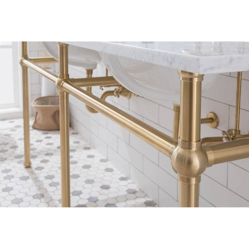 Embassy 72 In. White Marble Countertop Washstand with P-Trap