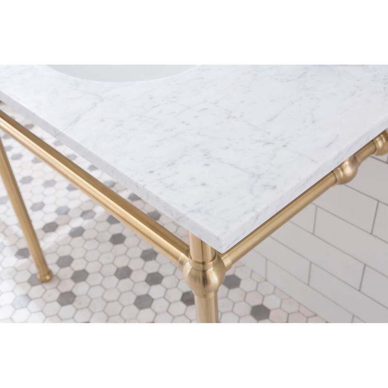 Embassy 72 In. White Marble Countertop Washstand with P-Trap