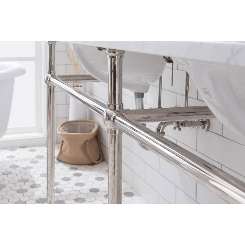 Embassy 72 In. White Marble Countertop Washstand with P-Trap