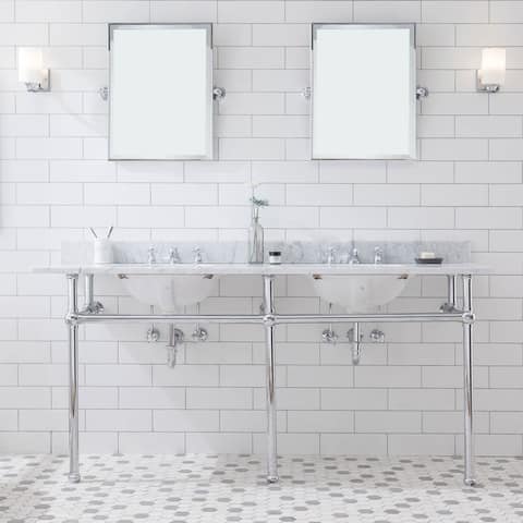 Embassy 72 In. White Marble Countertop Washstand with P-Trap