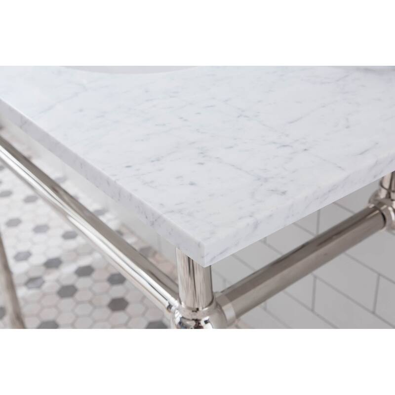 Embassy 72 In. White Marble Countertop Washstand with P-Trap