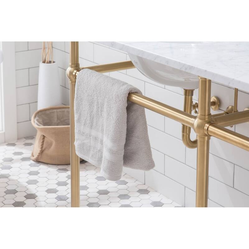 Embassy 72 In. White Marble Countertop Washstand with P-Trap