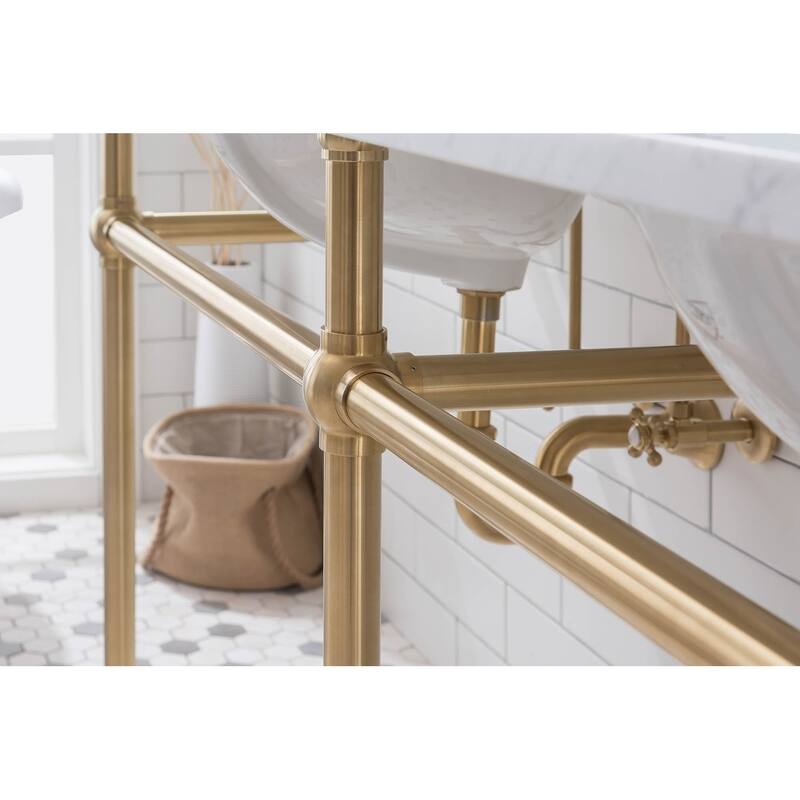 Embassy 72 In. White Marble Countertop Washstand with P-Trap