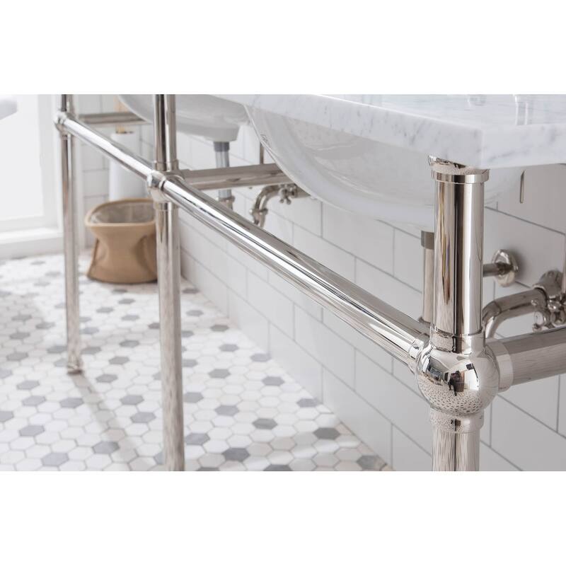Embassy 72 In. White Marble Countertop Washstand with P-Trap