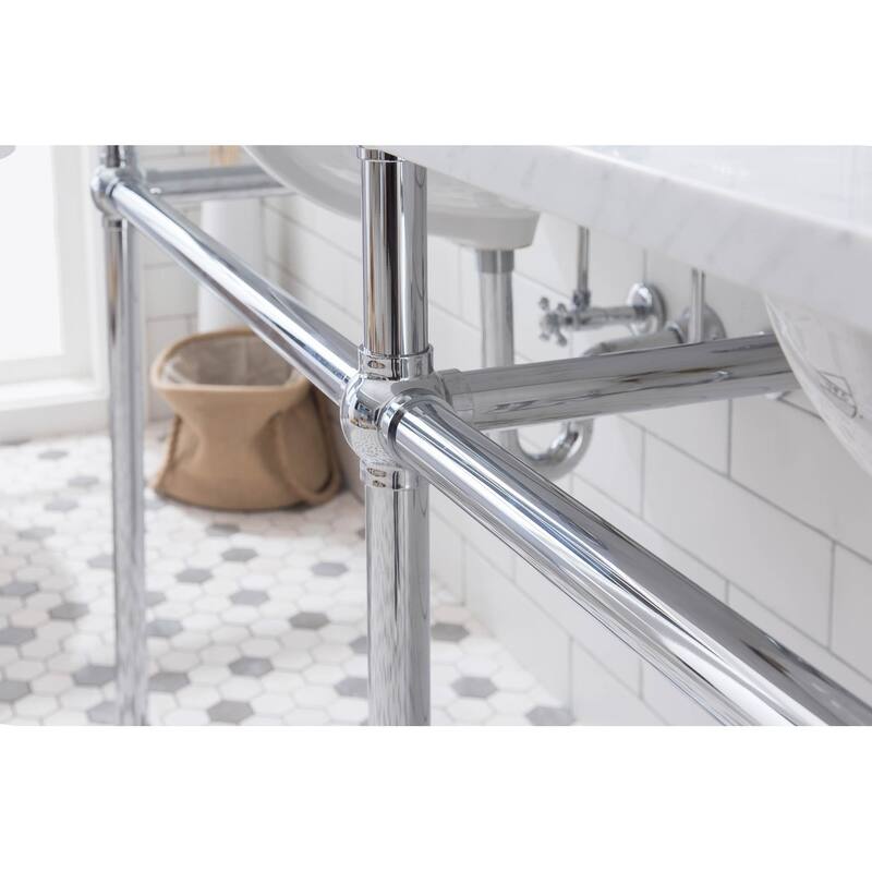 Embassy 72 In. White Marble Countertop Washstand with P-Trap